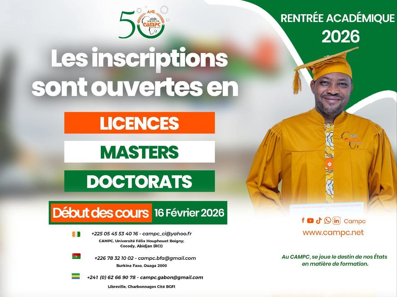 🎓 RENTRÉE ACADÉMIQUE 2026 – CAMPC